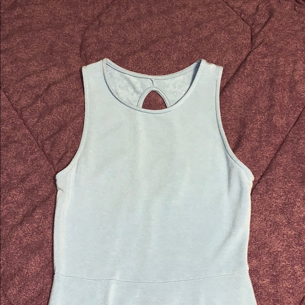 Simple blue midi dress with back cutout